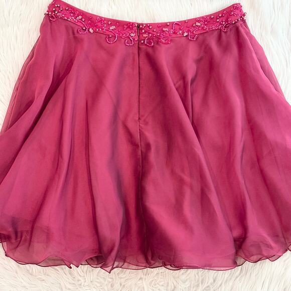 Hannah S 27093 Beaded Two Piece Prom Dress Sparkle Homecoming Skirt Set, Pink - Picture 10 of 11